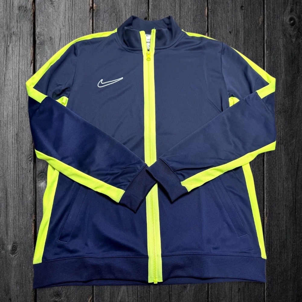 Nike Dri-Fit Mens M Knit Academy 23 Full Zip Track Jacket Navy/Volt